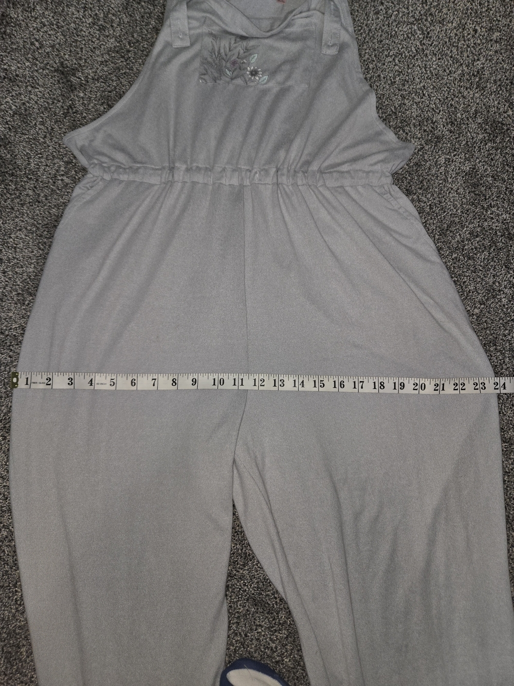 La Vie en Rose Light Gray Floral Knit Overalls - Picture 9 of 9